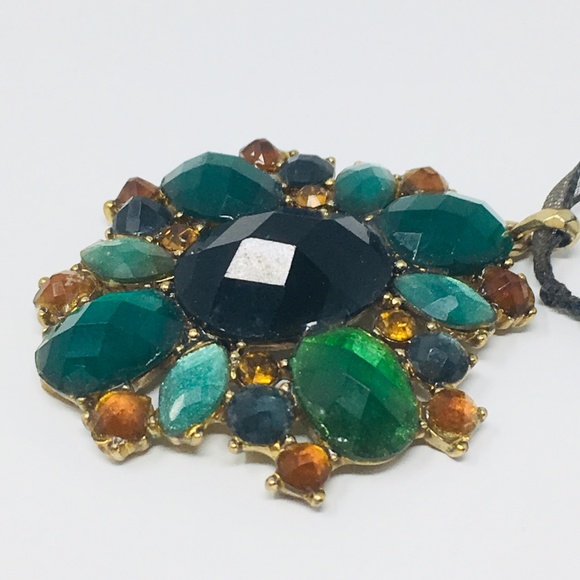 Teal Amber Faux Gemstone Beaded Statement Necklace - Picture 3 of 8